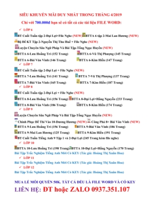 Bài tập cuối tuần Tiếng Anh Lớp 6 - Unit 1 My new school - Đại Lợi